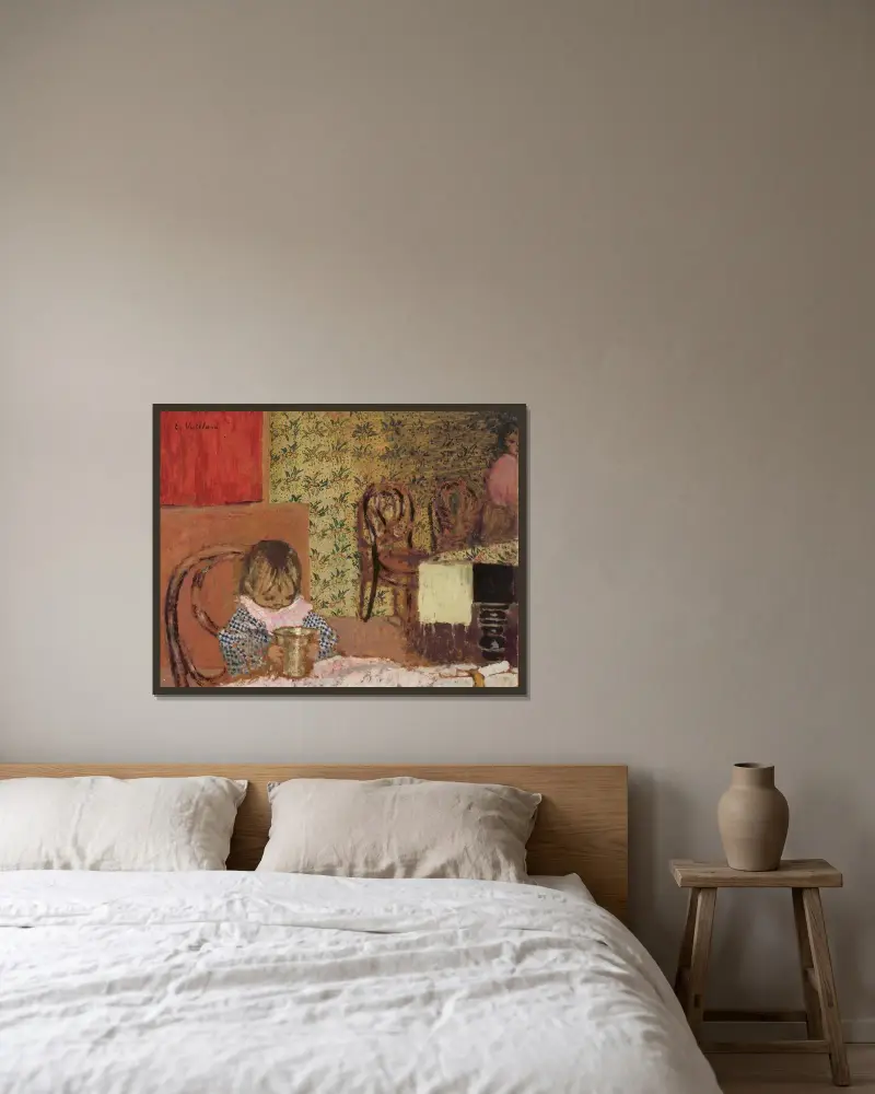 Enfant avec gobelet av Édouard Vuillard inramad på en vägg