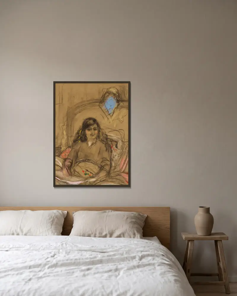 Etude pour Le portrait de la Comtesse Anna de Noailles av Édouard Vuillard inramad på en vägg