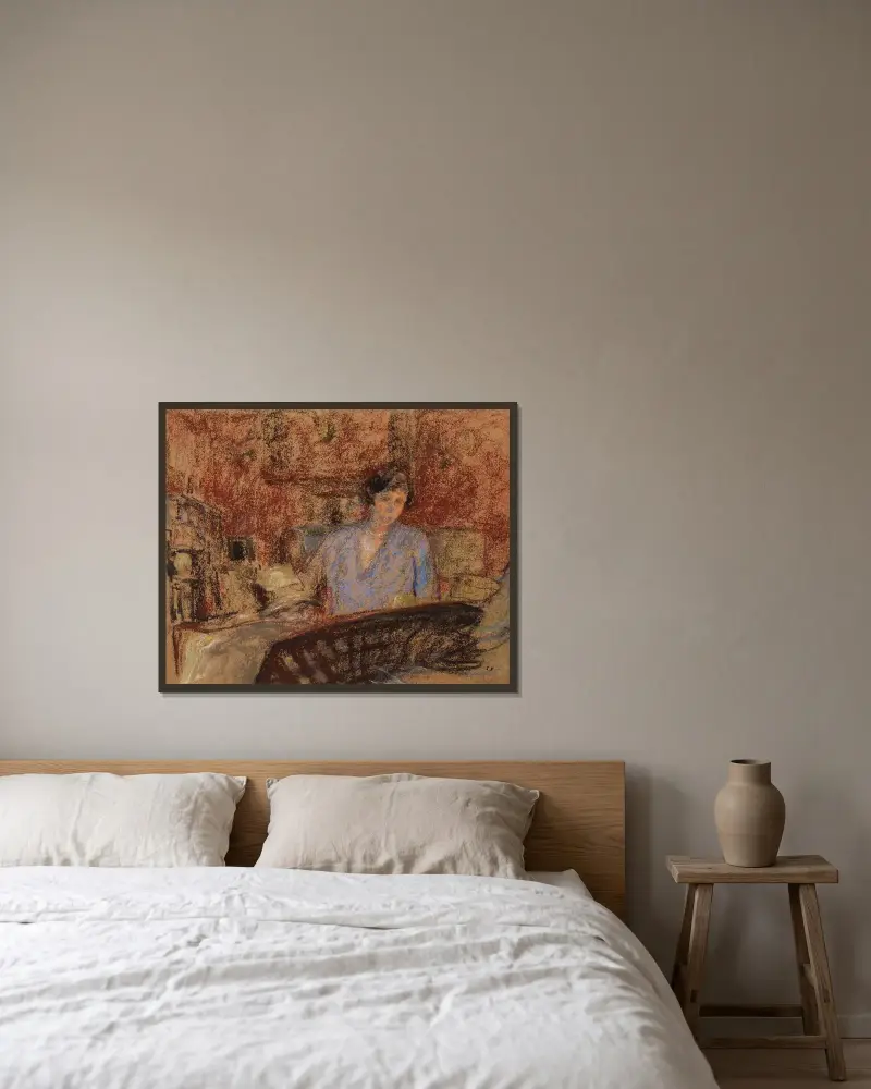 Studie till porträtt av Madame Lucien Sauphar av Édouard Vuillard inramad på en vägg