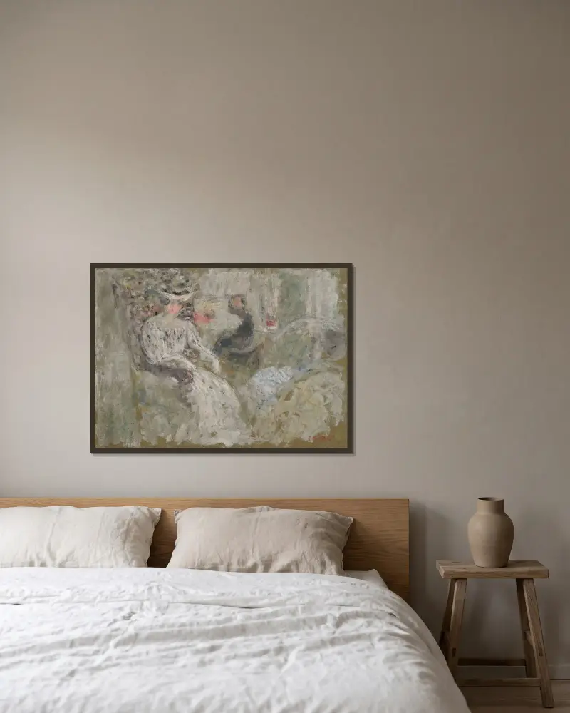 Femme en blanc assise av Édouard Vuillard inramad på en vägg