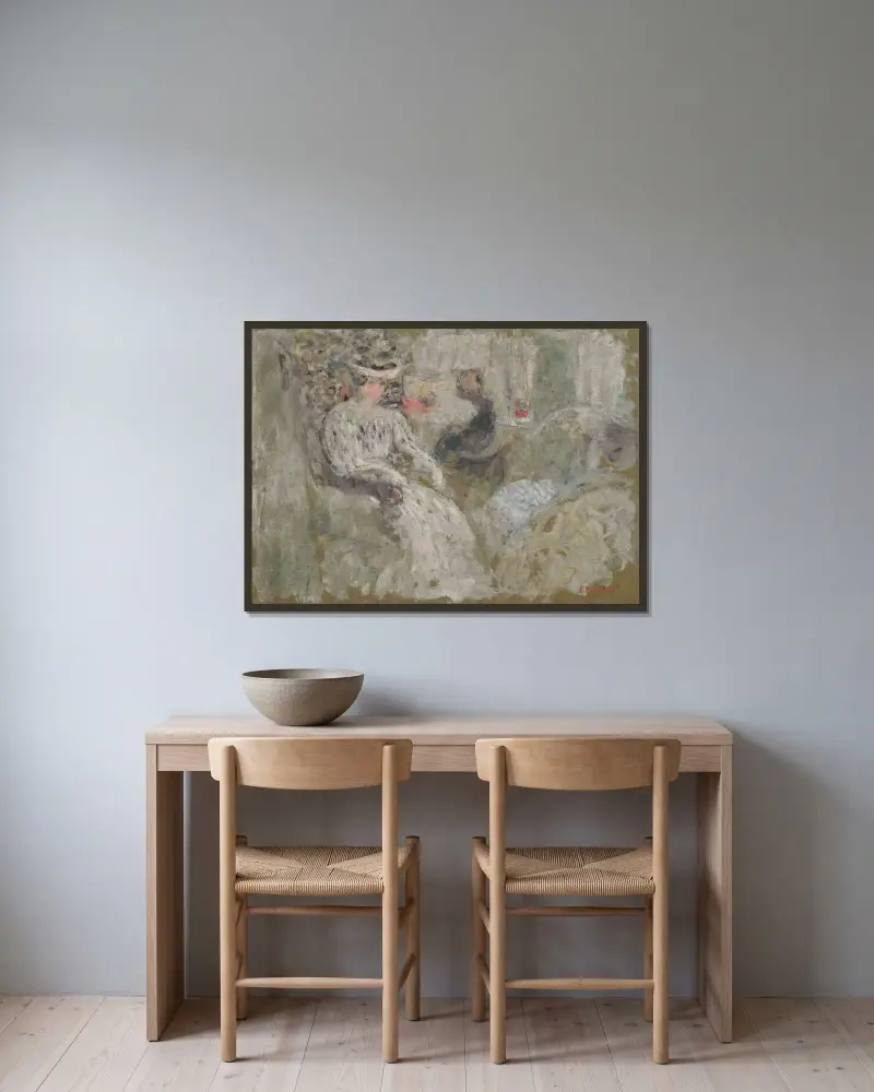 Femme en blanc assise av Édouard Vuillard inramad på en vägg