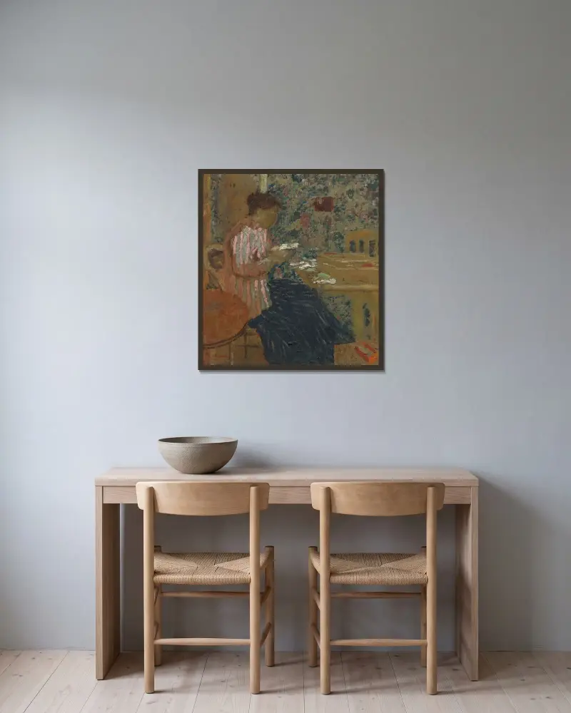 Femme lisant av Édouard Vuillard inramad på en vägg