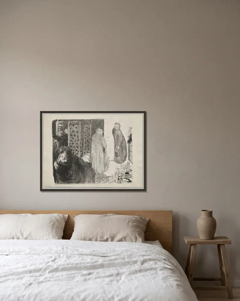 Interieur mit Wandschirm von Édouard Vuillard gerahmt an einer Wand