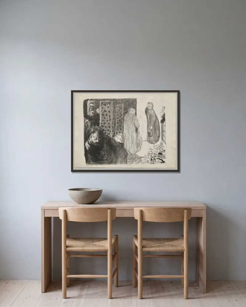 Interieur mit Wandschirm von Édouard Vuillard gerahmt an einer Wand