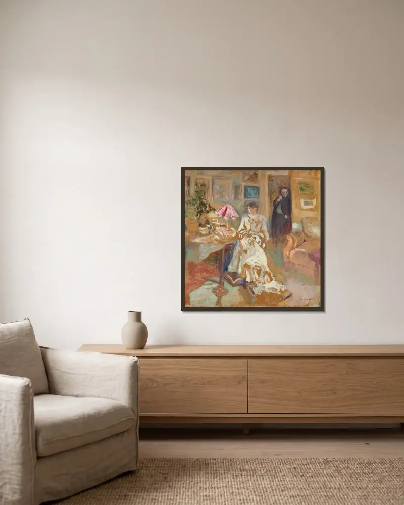 Jos Hessel et sa femme, rue de Rivoli av Édouard Vuillard inramad på en vägg