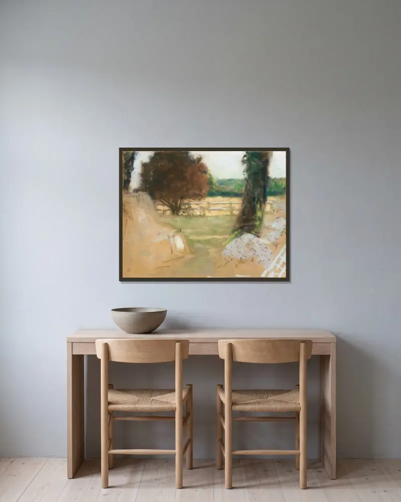 La Barrière blanche aux Clayes av Édouard Vuillard inramad på en vägg