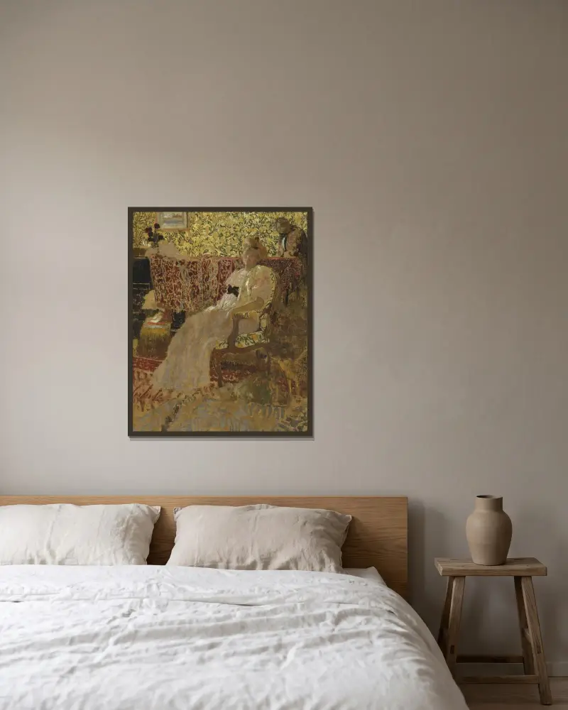 La femme au fauteuil (Misia et Thadée Natanson) av Édouard Vuillard inramad på en vägg