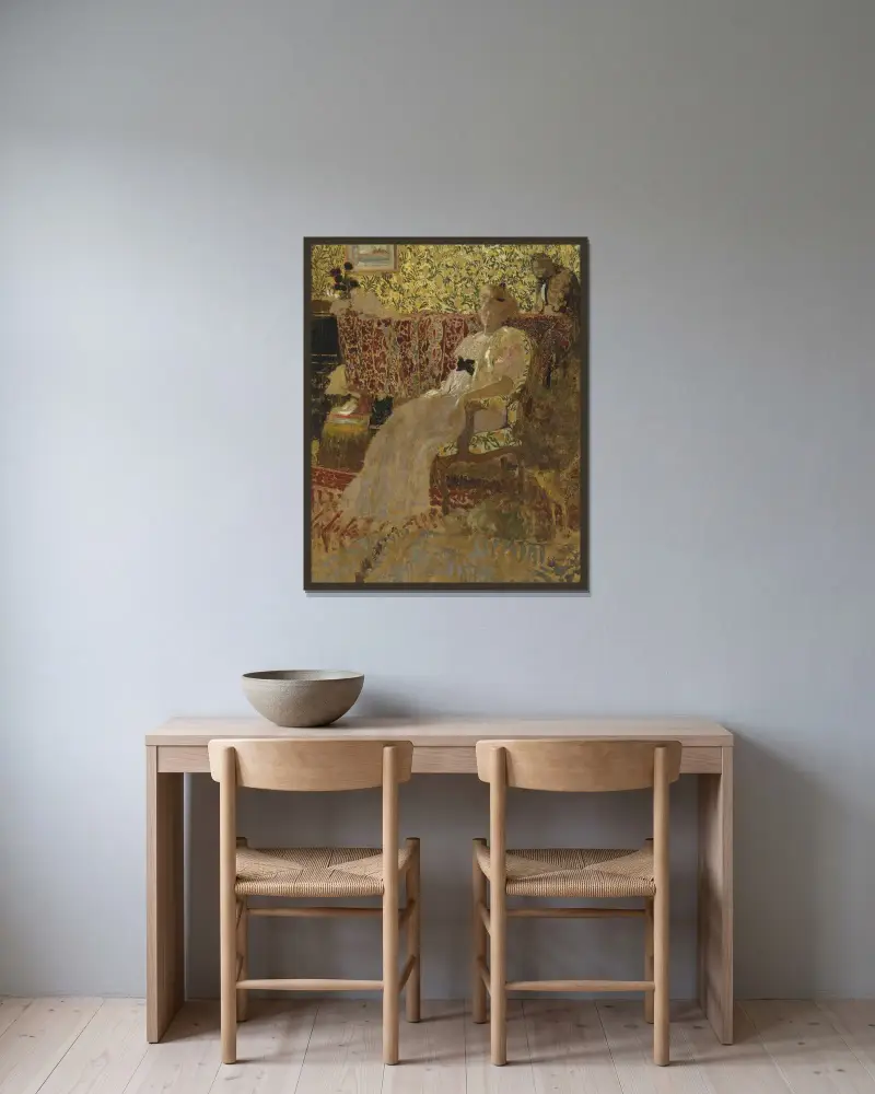 La femme au fauteuil (Misia et Thadée Natanson) av Édouard Vuillard inramad på en vägg