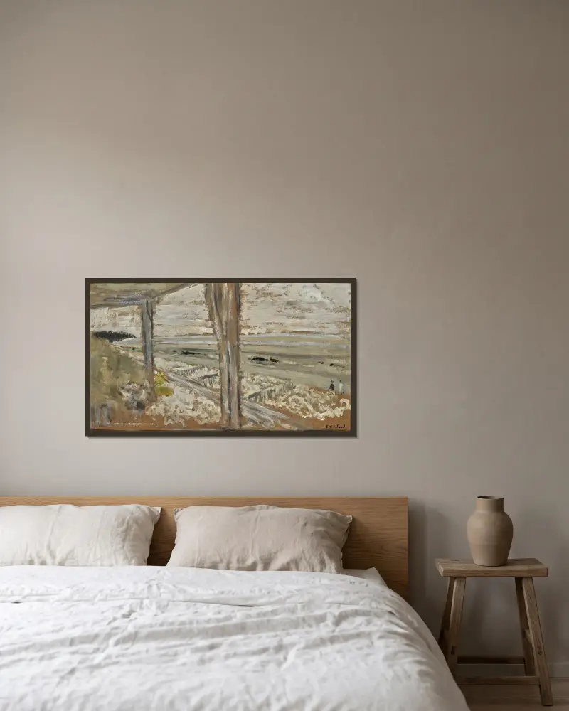 Der Streik von Édouard Vuillard gerahmt an einer Wand
