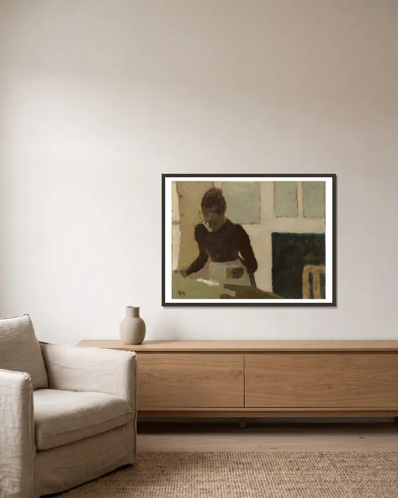 Wäscherin von Édouard Vuillard gerahmt an einer Wand