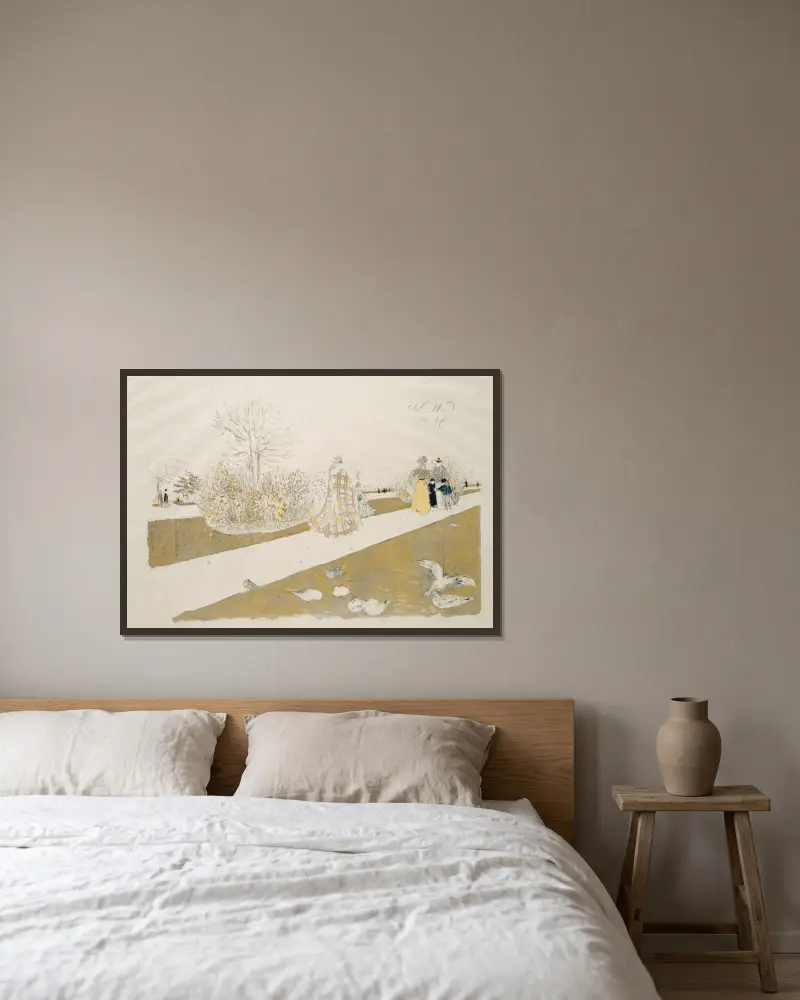 Tuilerieträdgården II av Édouard Vuillard inramad på en vägg