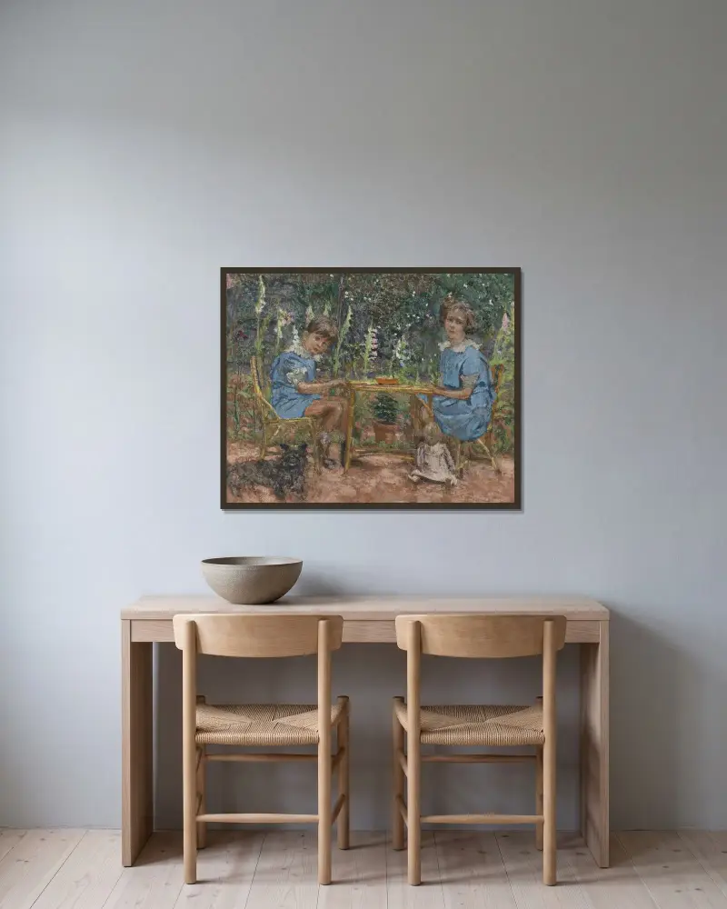 Les Enfants Bassiano av Édouard Vuillard inramad på en vägg