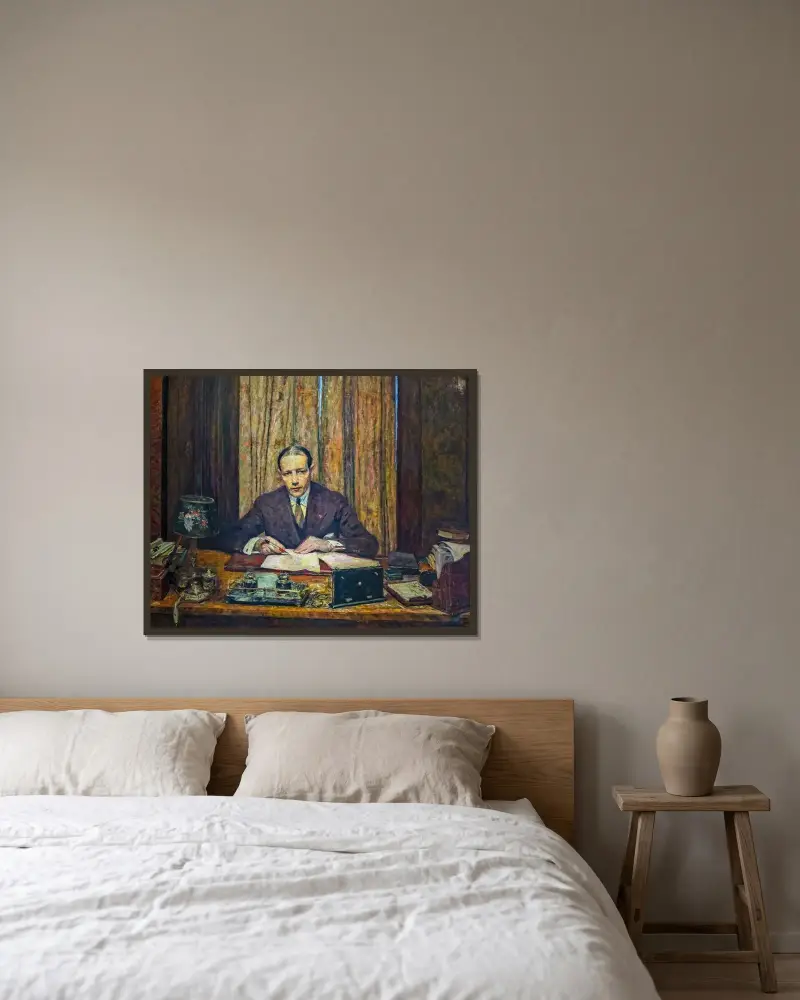 Lucien Rosengart at his work table av Édouard Vuillard inramad på en vägg