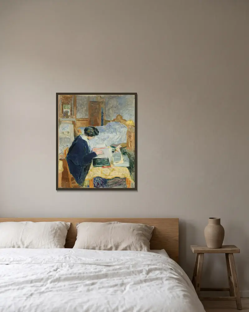 Lucy Hessel Reading (Lucy Hessel lisant) av Édouard Vuillard inramad på en vägg