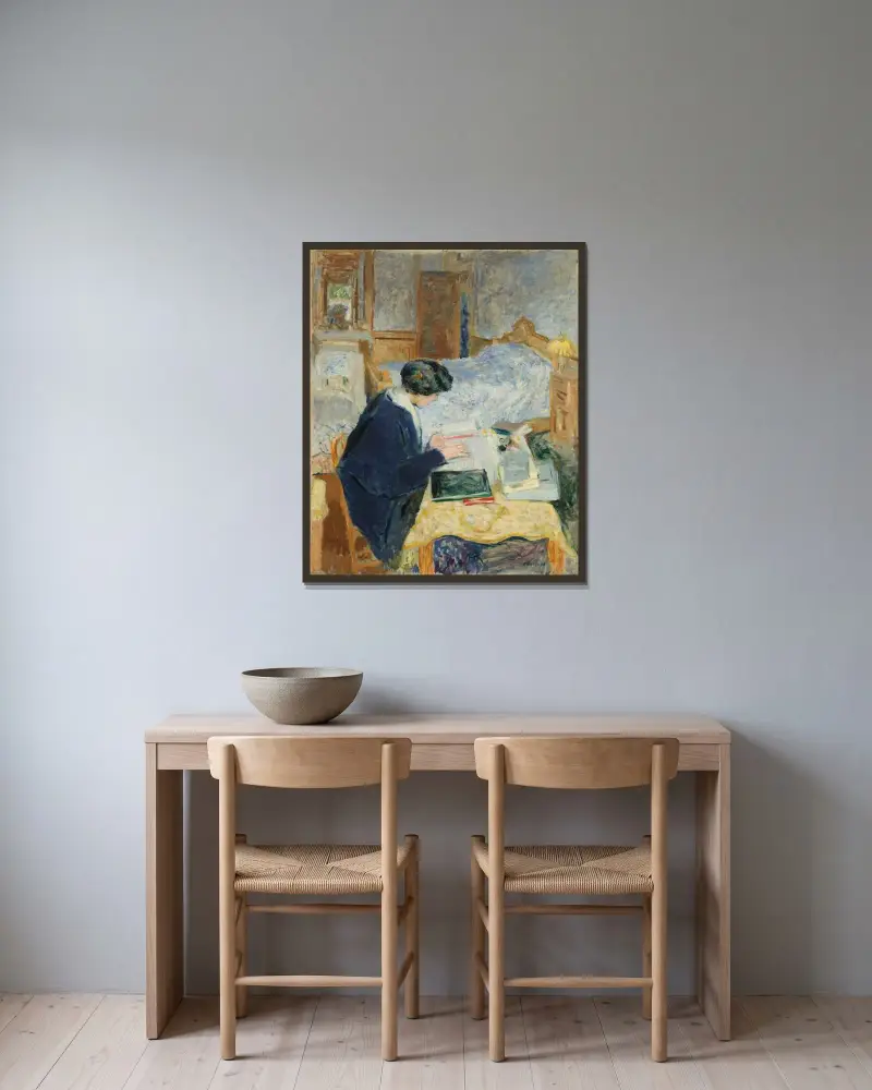 Lucy Hessel Reading (Lucy Hessel lisant) av Édouard Vuillard inramad på en vägg