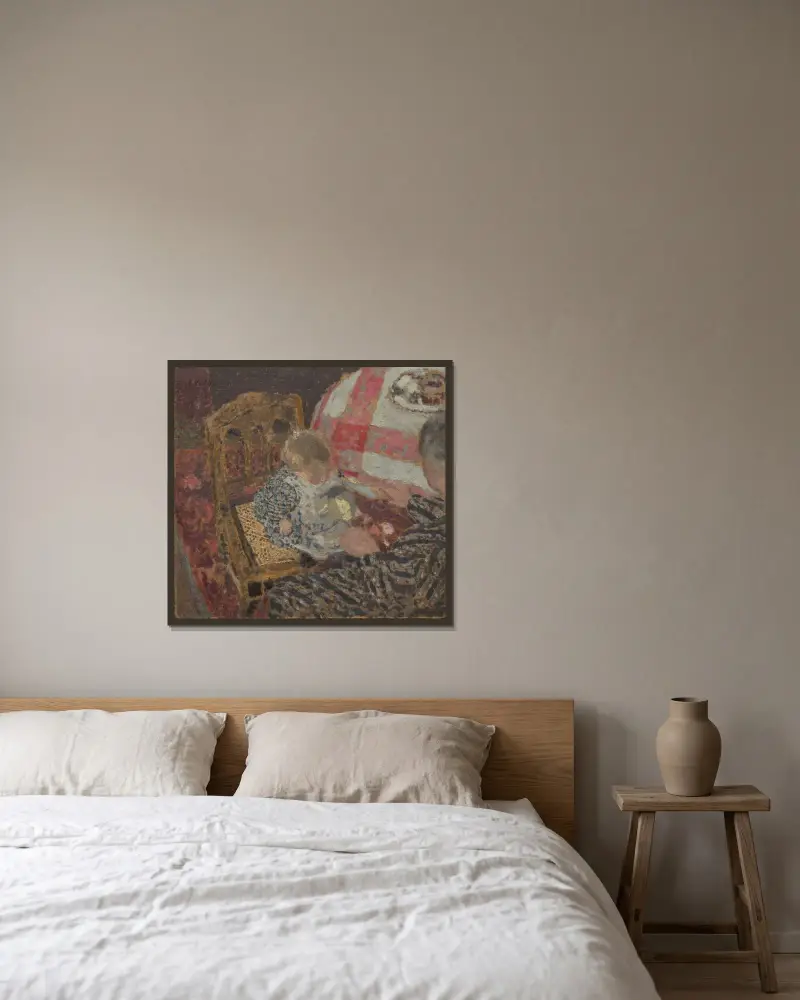 Mittagessen (Annette und ihre Großmutter) von Édouard Vuillard gerahmt an einer Wand
