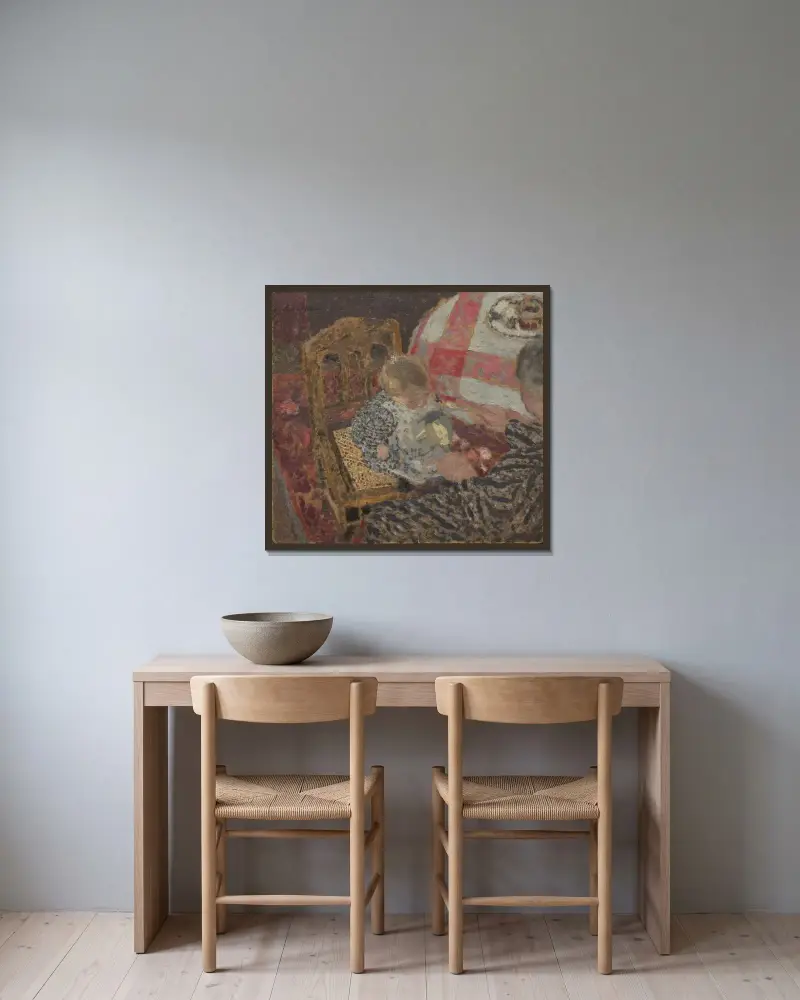 Mittagessen (Annette und ihre Großmutter) von Édouard Vuillard gerahmt an einer Wand