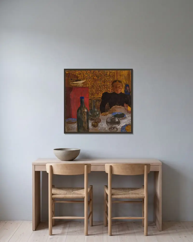 Madame Vuillard à table av Édouard Vuillard inramad på en vägg