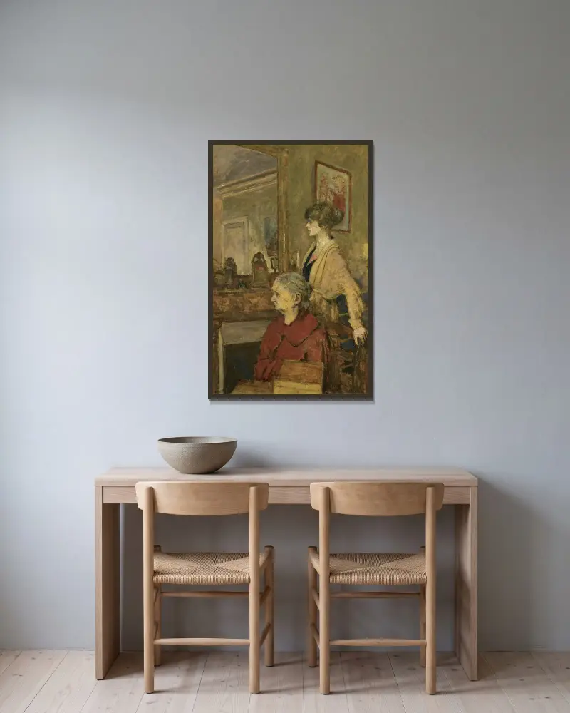 Madame Vuillard Et Annette, Rue De Calais av Édouard Vuillard inramad på en vägg