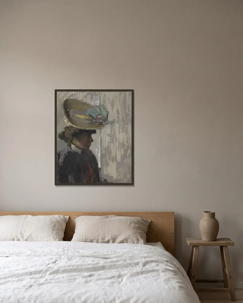 Modèle au grand chapeau av Édouard Vuillard inramad på en vägg