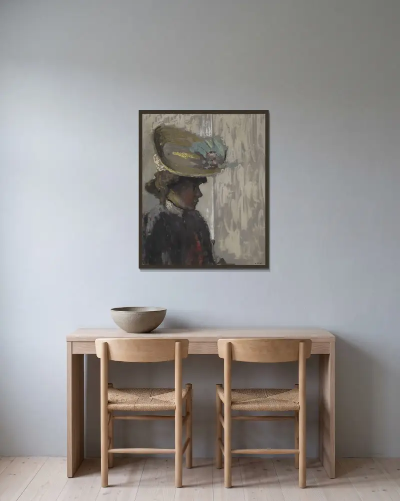 Modèle au grand chapeau av Édouard Vuillard inramad på en vägg