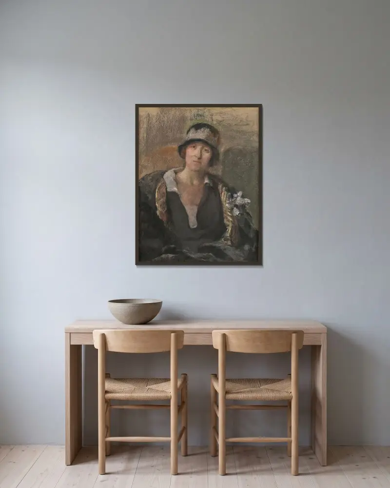 Portrait de Juliette Weil av Édouard Vuillard inramad på en vägg