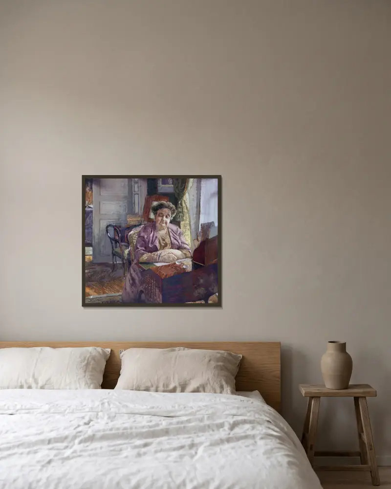 Portrait de Madame Frantz Jourdain av Édouard Vuillard inramad på en vägg