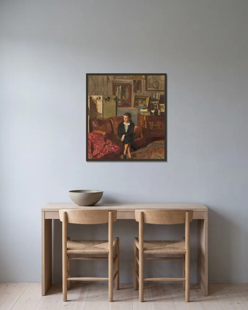 Portrait de Madame Jean-Henri Adam av Édouard Vuillard inramad på en vägg