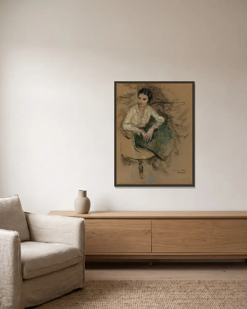 Portrait d’Irène Montanet, 1931 av Édouard Vuillard inramad på en vägg