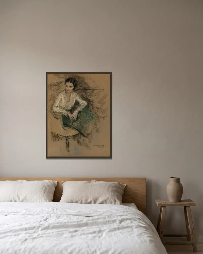 Portrait d’Irène Montanet, 1931 av Édouard Vuillard inramad på en vägg