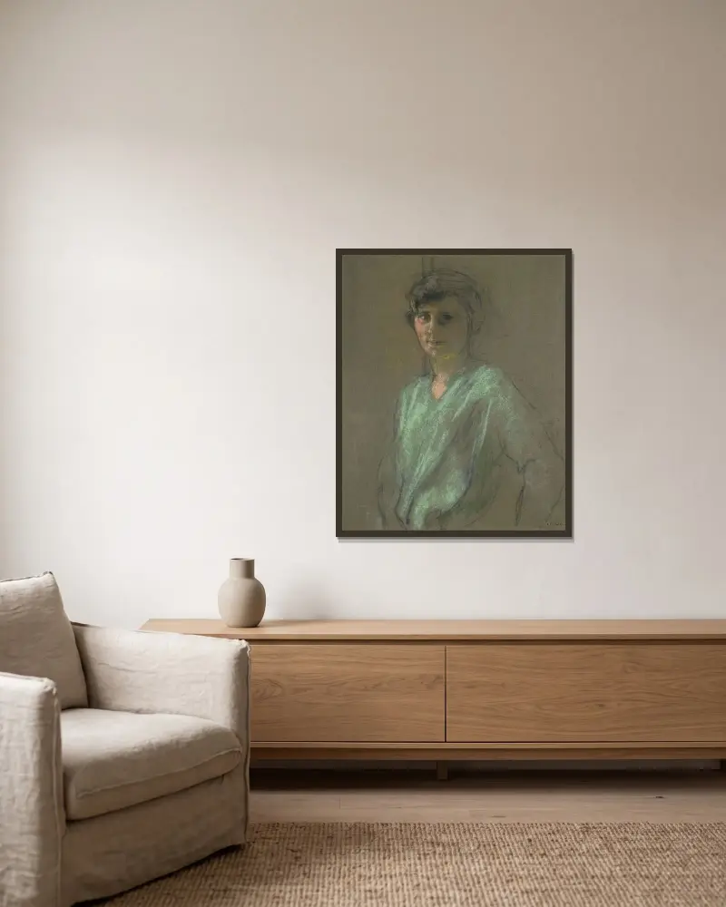 Portrait D’Irène Montanet, 1927 av Édouard Vuillard inramad på en vägg