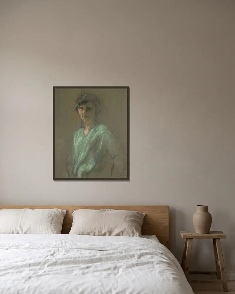 Portrait D’Irène Montanet, 1927 av Édouard Vuillard inramad på en vägg