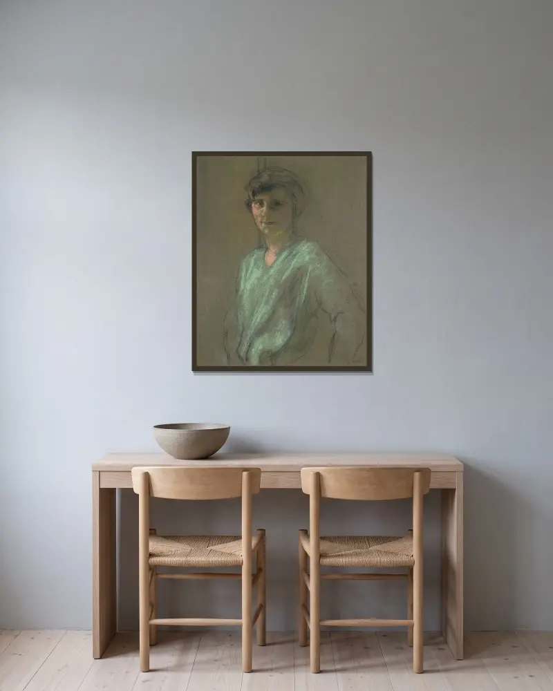 Portrait D’Irène Montanet, 1927 av Édouard Vuillard inramad på en vägg