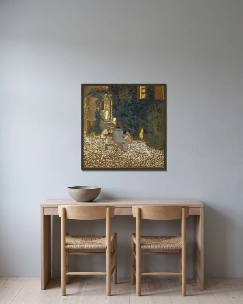 Repast in a Garden av Édouard Vuillard inramad på en vägg