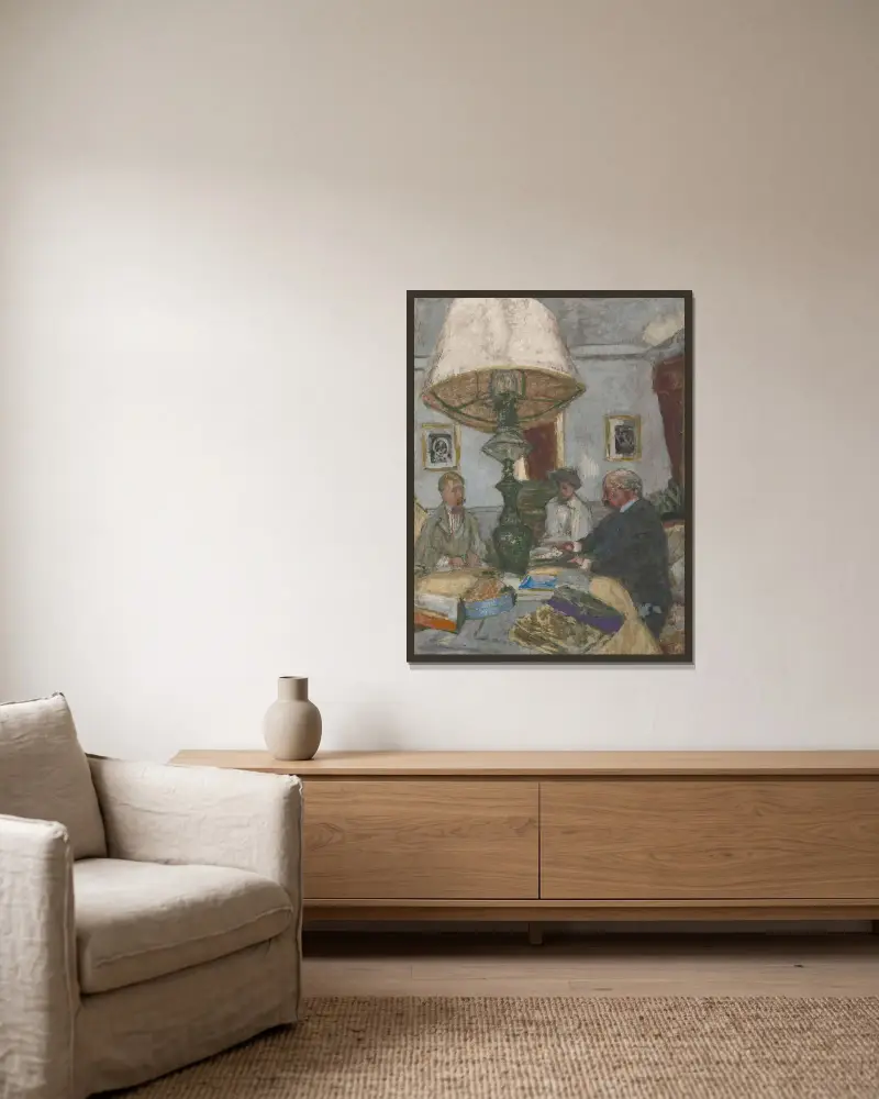 Sous La Grande Lampe À Saint-Jacut av Édouard Vuillard inramad på en vägg