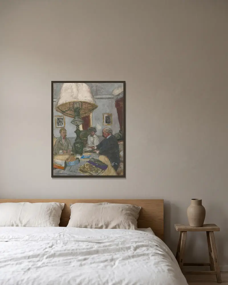 Sous La Grande Lampe À Saint-Jacut av Édouard Vuillard inramad på en vägg