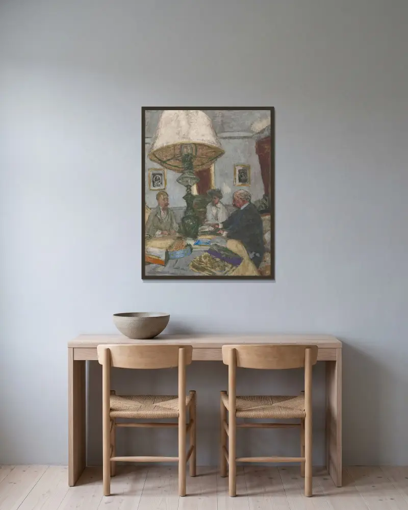 Sous La Grande Lampe À Saint-Jacut av Édouard Vuillard inramad på en vägg