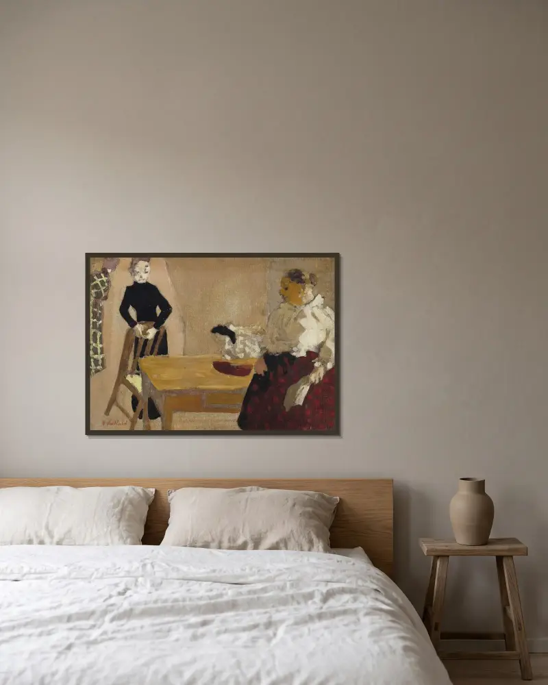 Das Gespräch von Édouard Vuillard gerahmt an einer Wand