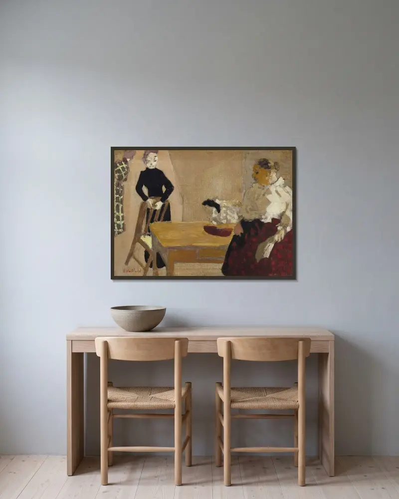 Das Gespräch von Édouard Vuillard gerahmt an einer Wand
