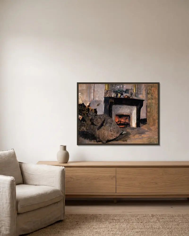 Der Kamin von Édouard Vuillard gerahmt an einer Wand