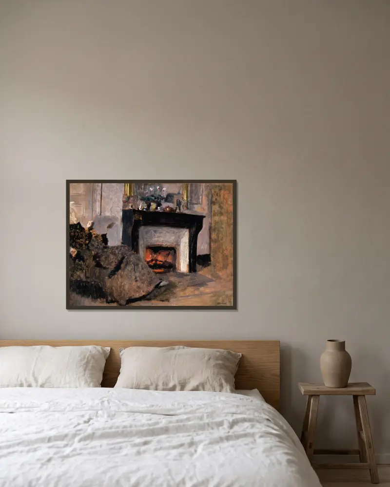 Der Kamin von Édouard Vuillard gerahmt an einer Wand