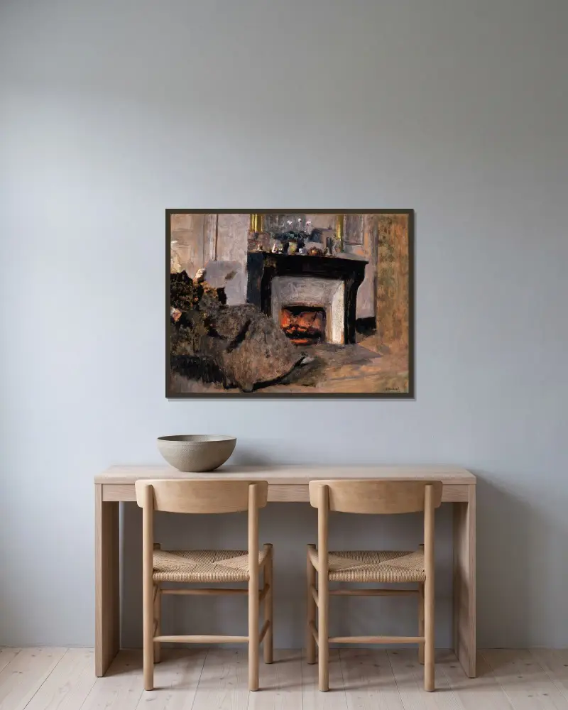Der Kamin von Édouard Vuillard gerahmt an einer Wand