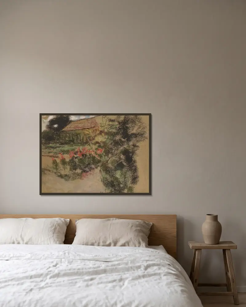 Vue sur le potager des Clayes av Édouard Vuillard inramad på en vägg