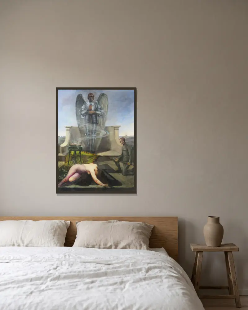 Ehrung an einem Heldendenkmal von Eduard Veith gerahmt an einer Wand