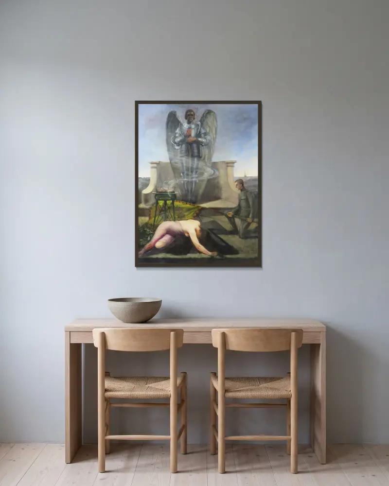 Ehrung an einem Heldendenkmal von Eduard Veith gerahmt an einer Wand