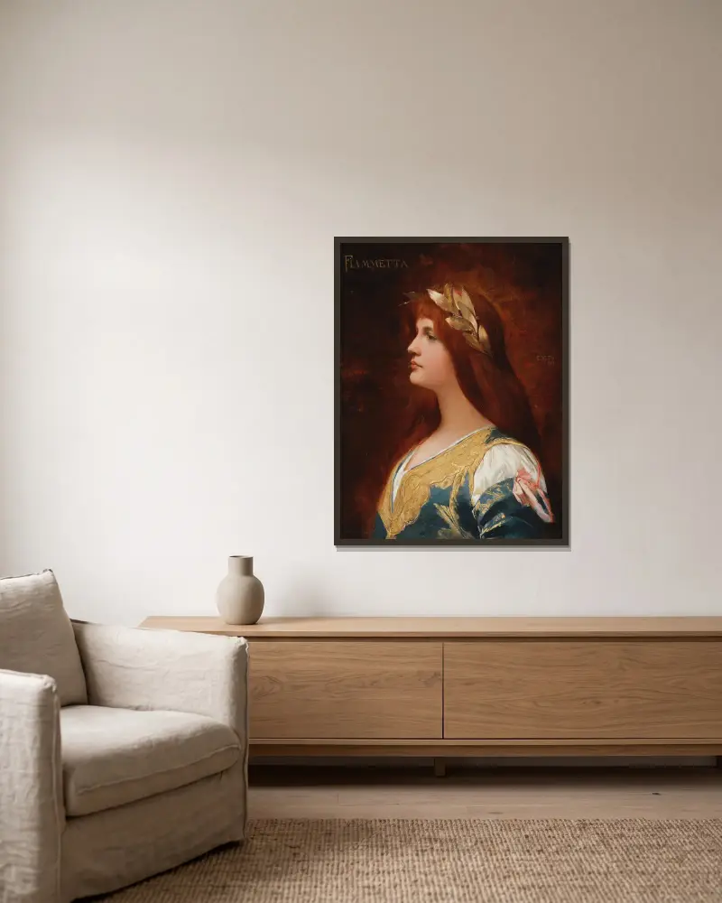 Fiammetta von Eduard Veith gerahmt an einer Wand