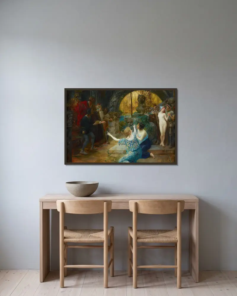 Fountain of youth av Eduard Veith inramad på en vägg