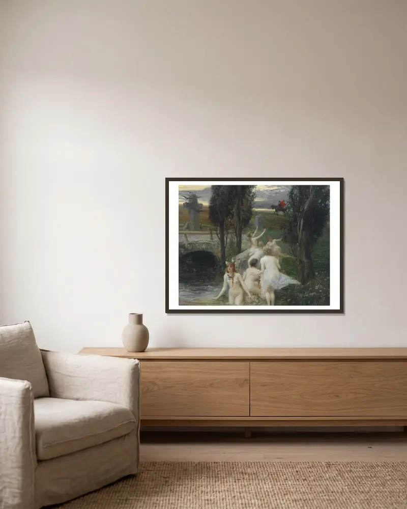 Nereiden von Eduard Veith gerahmt an einer Wand