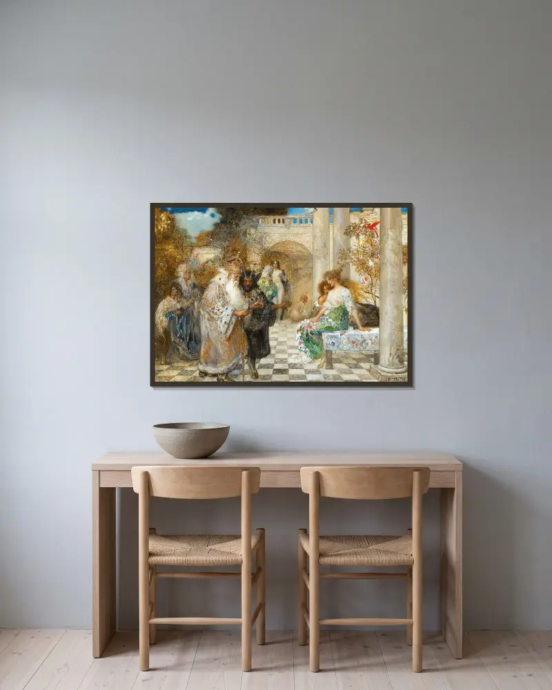 Umkehr zur Tugend av Eduard Veith inramad på en vägg
