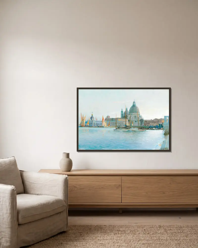 Venezia-Santa Maria Della Salute av Eduard Veith inramad på en vägg